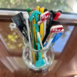 20 Vintage Multicolor Swizzle Sticks – Rainbow Room, Marco Polo Lounge & More
